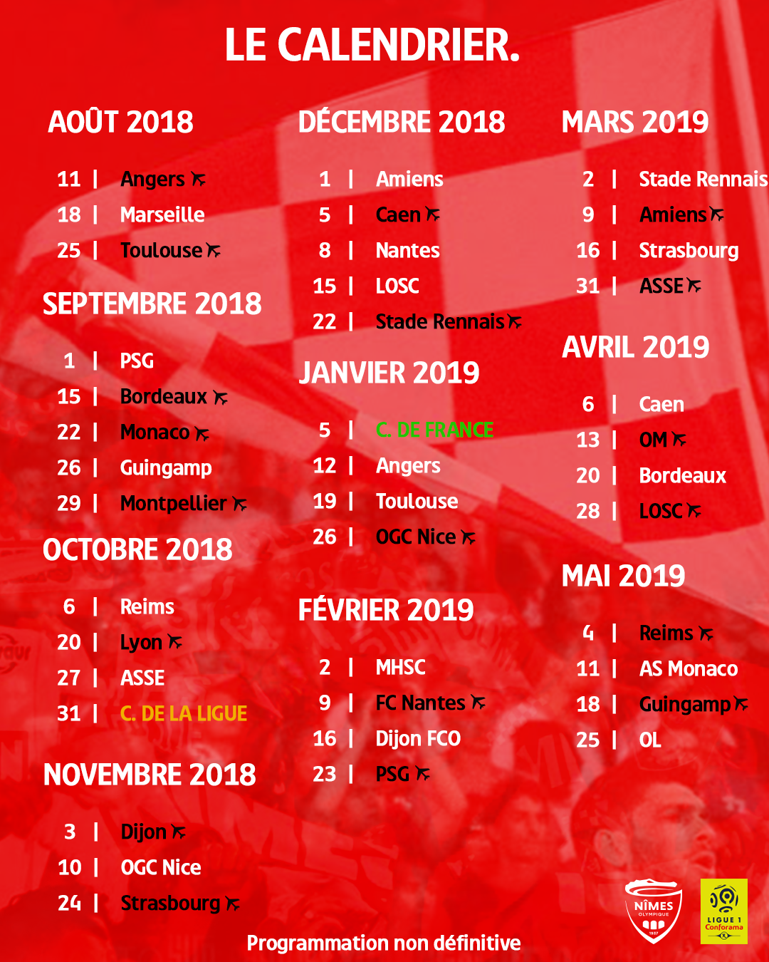 Nîmes Olympique | Le calendrier complet - Nîmes Olympique