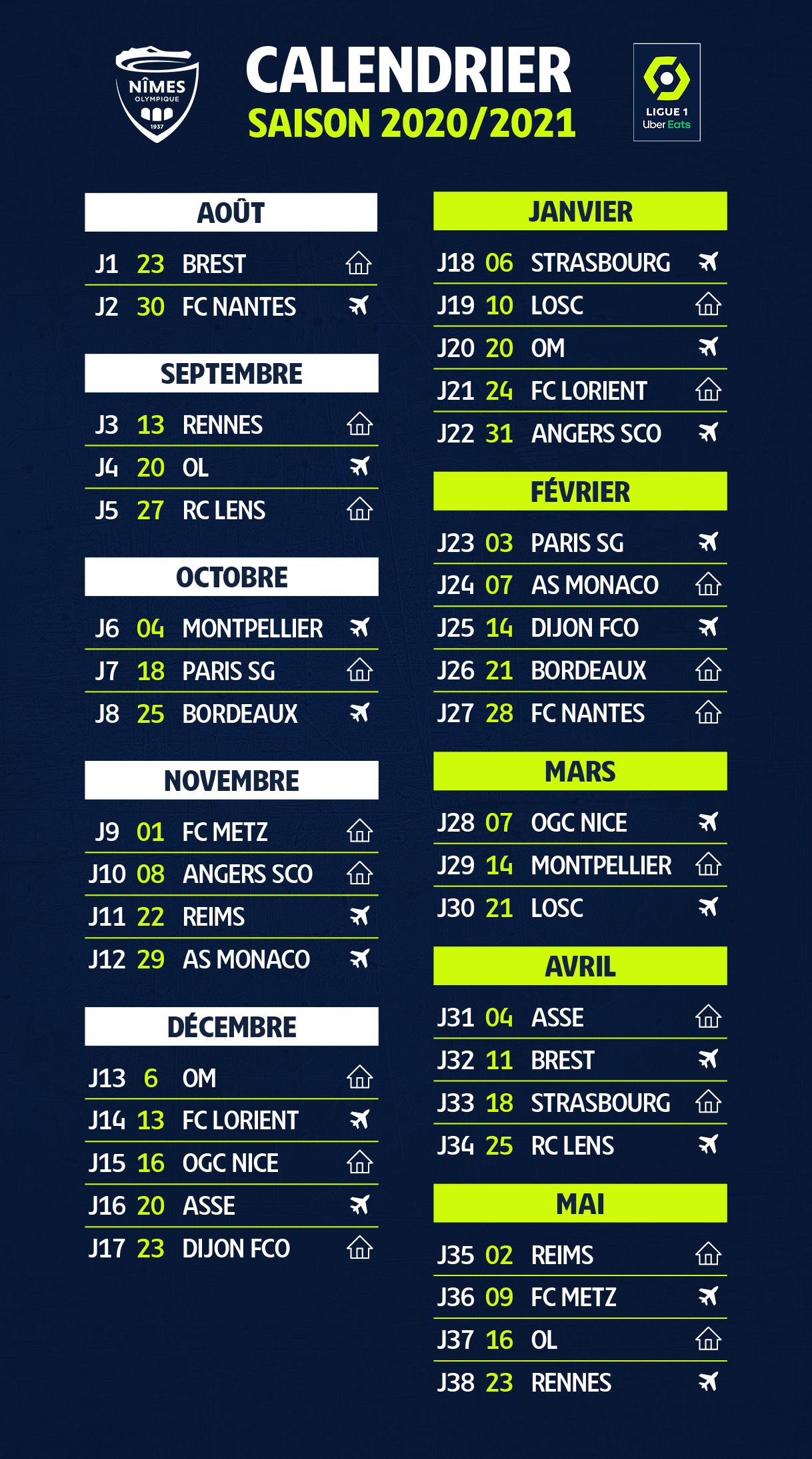 Nîmes Olympique | Le calendrier complet de la saison ! - Nîmes Olympique